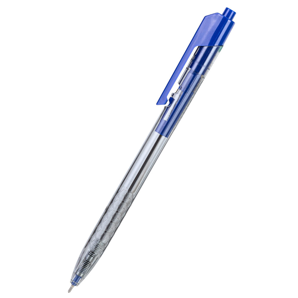 ديلي قلم حبر جاف كباس - بدن شفاف - 0.7mm - أزرق